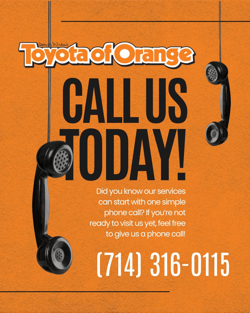 ToyotaOfOrange's tweet image. Great service starts with a simple phone call. At Toyota of Orange, our friendly and knowledgeable service team is ready to help keep your vehicle running at its best, whether you need routine maintenance or expert care you can trust.

#ToyotaService #ToyotaOfOrange #AutoService