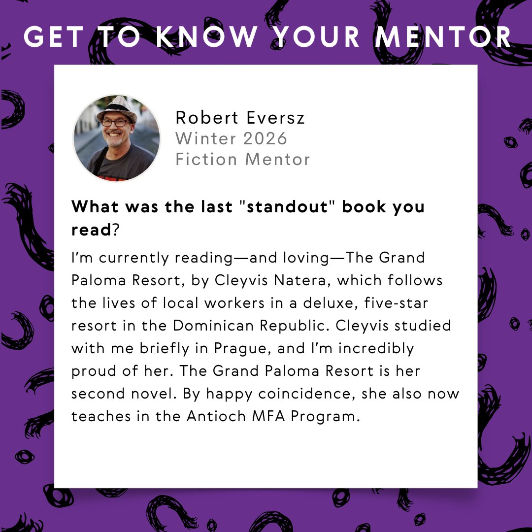 What excites poetry mentor Robert Eversz most about writing, and what’s his most recent standout book? Find out here!

Learn more about Robert and the other 2026 Winter mentors: pocketmfa.com/faculty-staff/