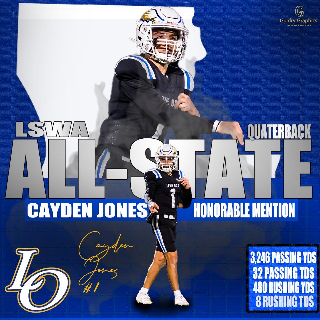 CaydenJones41's tweet photo. Blessed to be named All-State QB! https://t.co/Rxmpbmia19