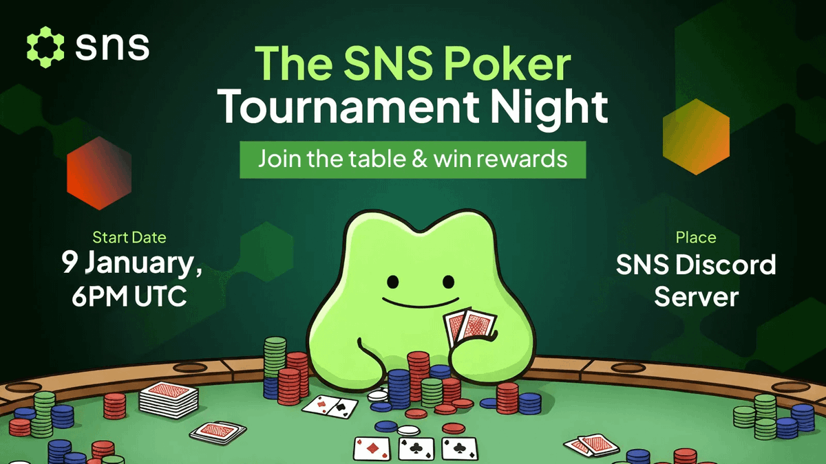 Poker Night is finally back.

After a long break, we're bringing the table back to SNS. Join us this Friday, 9 Jan @ 6PM UTC - open to .sol holders only.

Registration is live on our Discord. All in, or sit this one out.