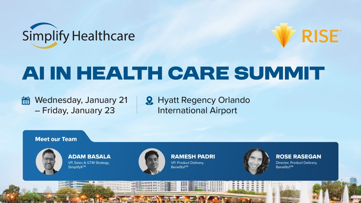 Meet us at the RISE AI in Health Care Summit (Jan 21–23, Orlando), to discuss how connected data reduces complexity, breaks silos, and delivers measurable operational outcomes.

Learn More: bit.ly/49JRD5M

#SimplifyHealthcare #PayerInnovation #HealthTech