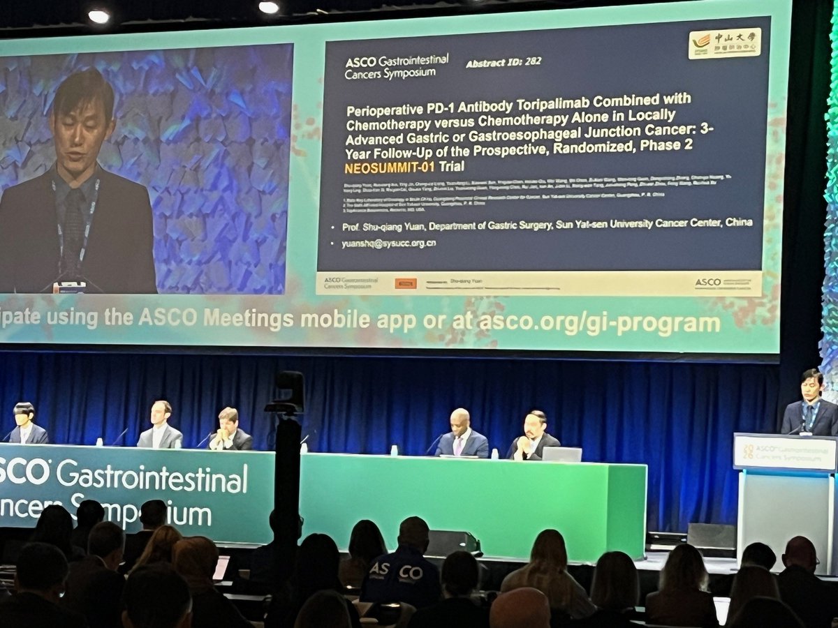 ASCO's tweet image. A great opening session continues at #GI26 with “Oral Abstract Session A: Cancers of the Esophagus &amp;amp; Stomach” co-chaired by Dr. David Wang &amp;amp; Dr. Nathaniel Evans. #esocsm #stcsm 
brnw.ch/21wYVFa 

@KoheiShitara @DanielLinMD