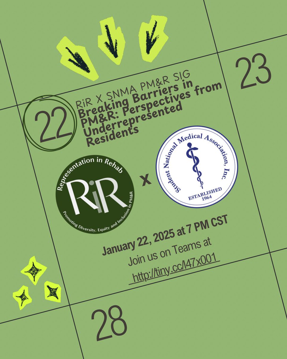 Hear from underrepresented PM&amp;R residents about navigating training, identity, and career growth. Stick around for a live Q&amp;A! 

Join us on Teams at   tiny.cc/l47x001 . See you all on Jan 22! 💚