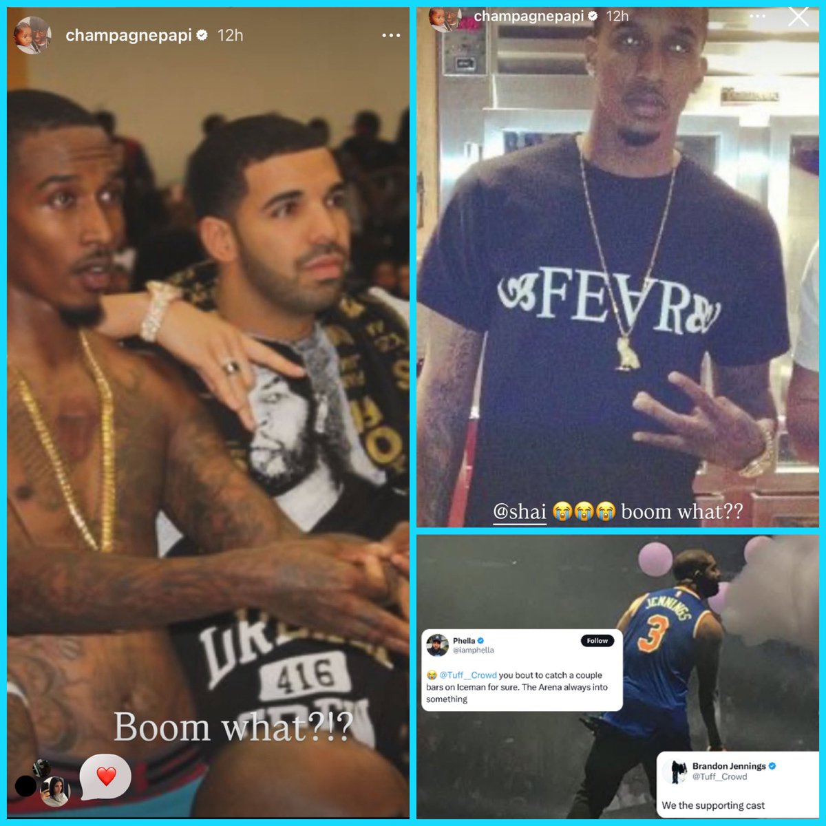 2Cool2Blog's tweet image. Drake reacts to Brandon Jennings comparing Canadian basketball players to his battle with Kendrick Lamar on Gils Arena