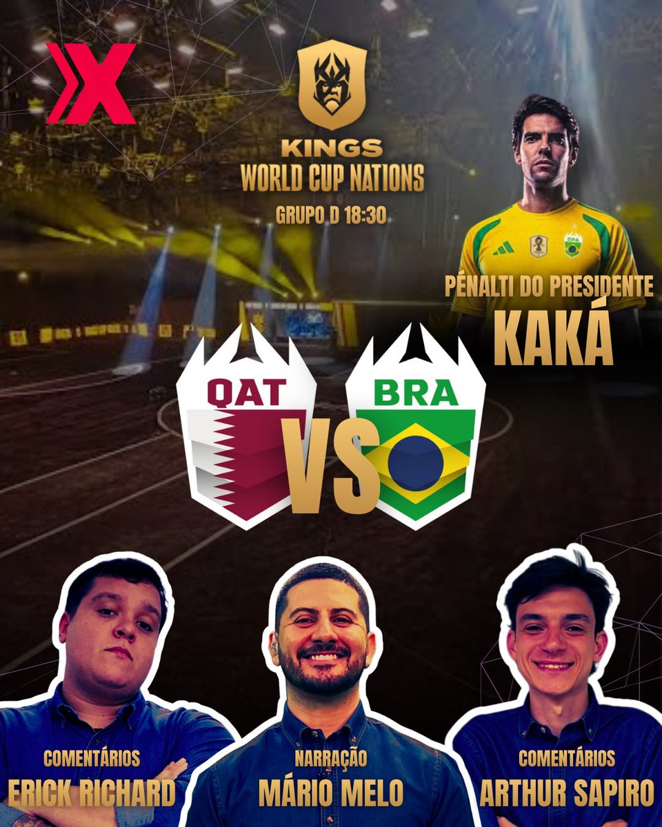 KAKÁ. SELEÇÃO BRASILEIRA. COPA DO MUNDO.
ACHOU QUE NÃO IA VER NUNCA MAIS?

ACHOU ERRADO! 👑❌

QATAR x BRASIL

AO VIVO com TAPETE VERDE a partir de 18:30

#KingsWorldCupNations #Qatar #Brasil #Kaká #Transmissão #Narração #AoVivo #KingsLeague #KingsLeagueNaXSports #XSports