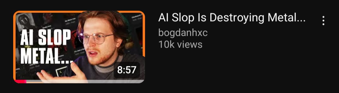 Unpopular opinion but no AI is not destroying metal. AI is already in all your favourite Sleep Token tracks. 

Purists and gatekeepers deciding who's "real" enough to make music is what is destroying your genre. 

Now you have bleugh bands and they all sound the same. These
