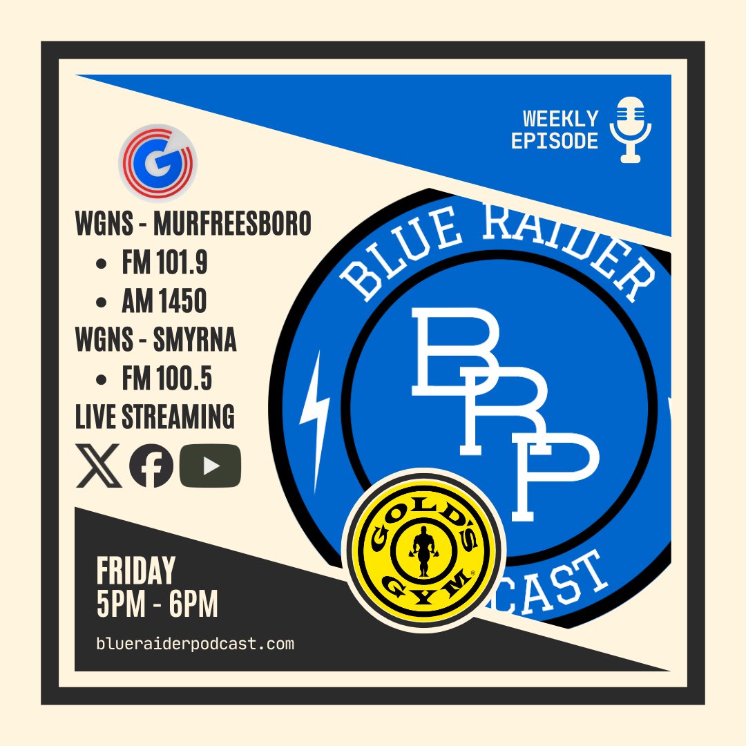 BlueRaiderPod's tweet image. Excited about a new opportunity in 2026! 

The Blue Raider Podcast is now apart of the WGNS All Sports Talk weekly lineup! You can catch our first episode tomorrow, Friday at 5 PM!