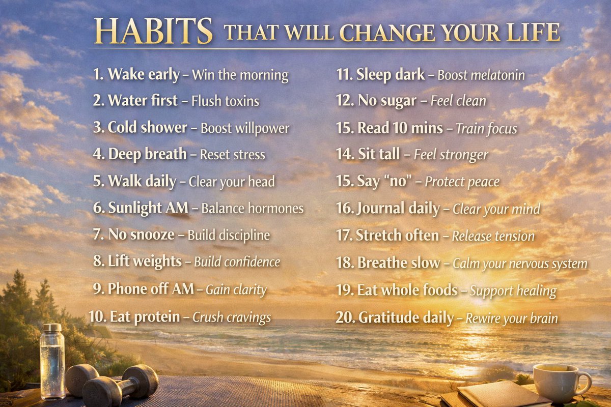 Small daily habits create powerful long term change.

Consistency over intensity.

Choose one today and let it compound.