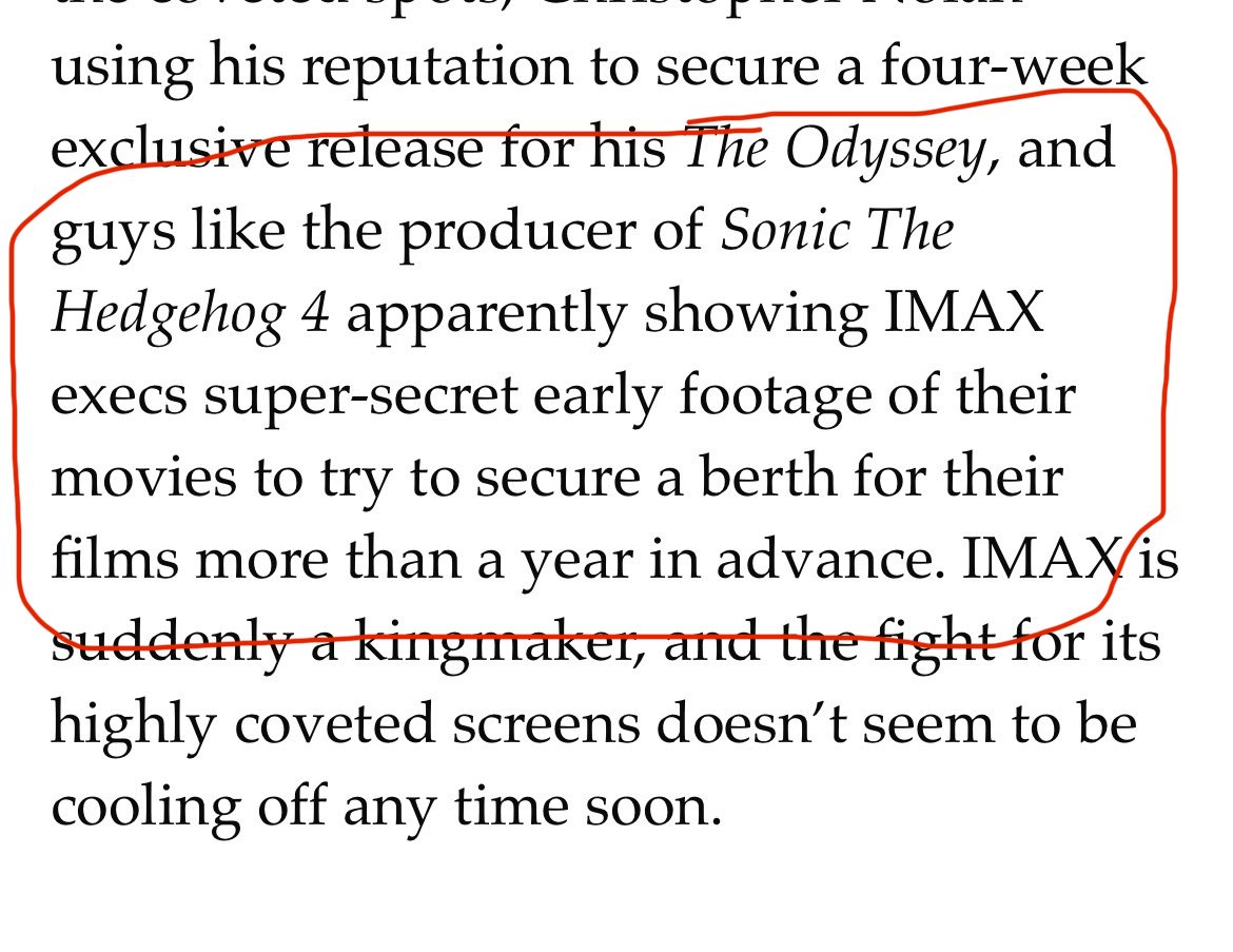therealcineor's tweet image. 🚨SONIC 4 NEWS 

The Sonic Movie producer Neal Mortiz flew to New York back in November to pitch the chief executive of IMAX and showed “secret early visuals” for #SonicMovie4 in hopes for the movie potentially could secure IMAX’s supersize screen for a Spring 2027 release! 👀