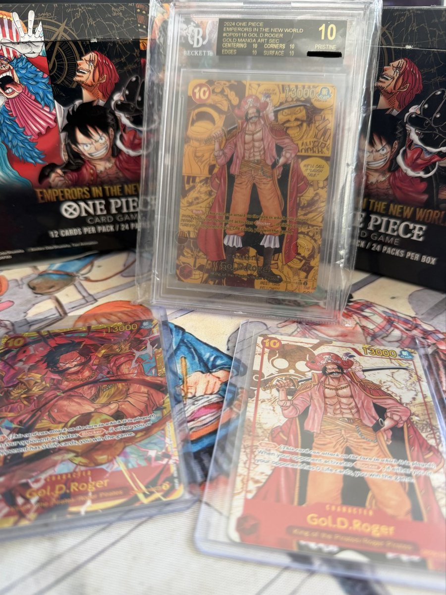 Gol. D. Roger OP09-118  Manga 

possibly the hardest card to pull from a pack outside of oda signature luffy imo.

raw or black label it doesn’t matter. this is one of those cards you really don’t see often on the internet, and even more rare in person. 

the one who started the