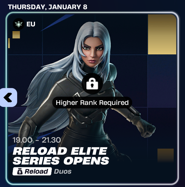 PangoWangu's tweet image. why does it say higher ranked required when im in a higher rank? @FortniteStatus