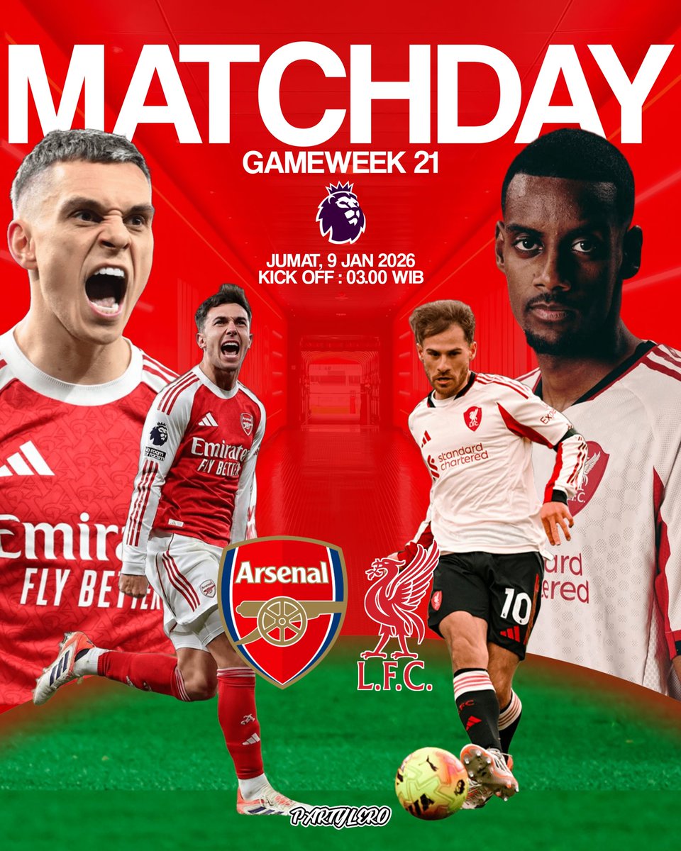 🔴 BIGMATCH!

⚽ ARSENAL vs LIVERPOOL
🏟 Emirates Stadium
📆 Jumat, 6 Jan 2025
⏱️ 03.00 WIB

Who will win?