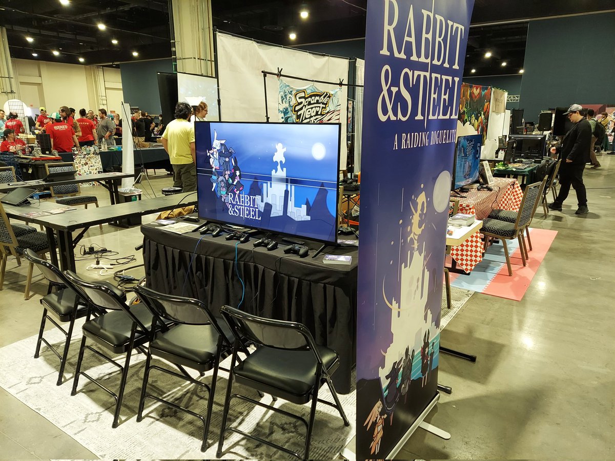 mino_dev's tweet image. Rabbit &amp;amp; Steel is at Magfest with a preview of the upcoming DLC content!
Find us in the indie hall near the middle entrance to the artist alley!
(We're currently missing our big sign but it should arrive by tomorrow)