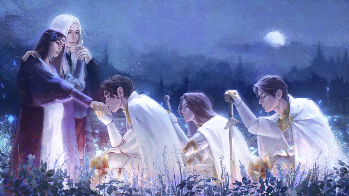 Rubylovescatby's tweet image. “The Kingsguard does not flee. [….] “We swore a 𝓿𝓸𝔀,” explained old Ser Gerold. 
-
“Rhaegar  𝓸𝓻𝓭𝓮𝓻𝓮𝓭  Ser Gerold, Ser Arthur, and Ser Oswell to keep guard over Lyanna in the south.”

Commission by amazing @asaisxart 

#asoiaf