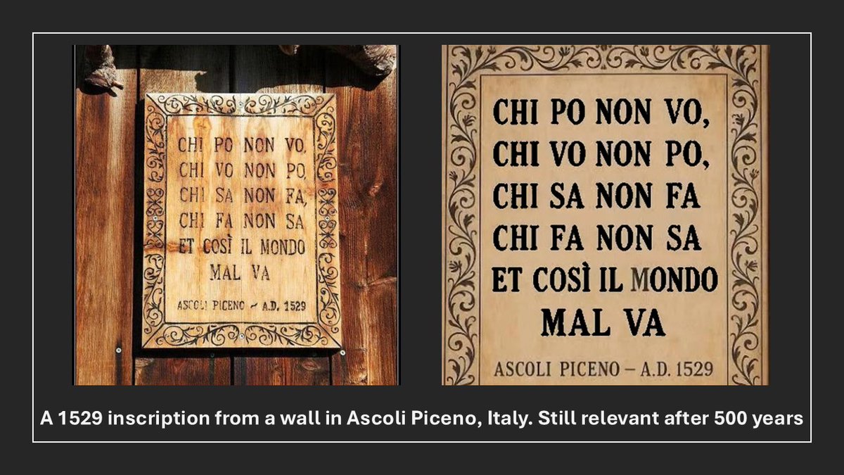 gugukkusu67's tweet image. "Chi può non vuole, chi vuole non può, chi sa non fa, chi fa non sa, ve così il mondo mal va."
#VeBetterDAO #VeFam #AscoliPiceno #AncientWisdom #TimelessWords