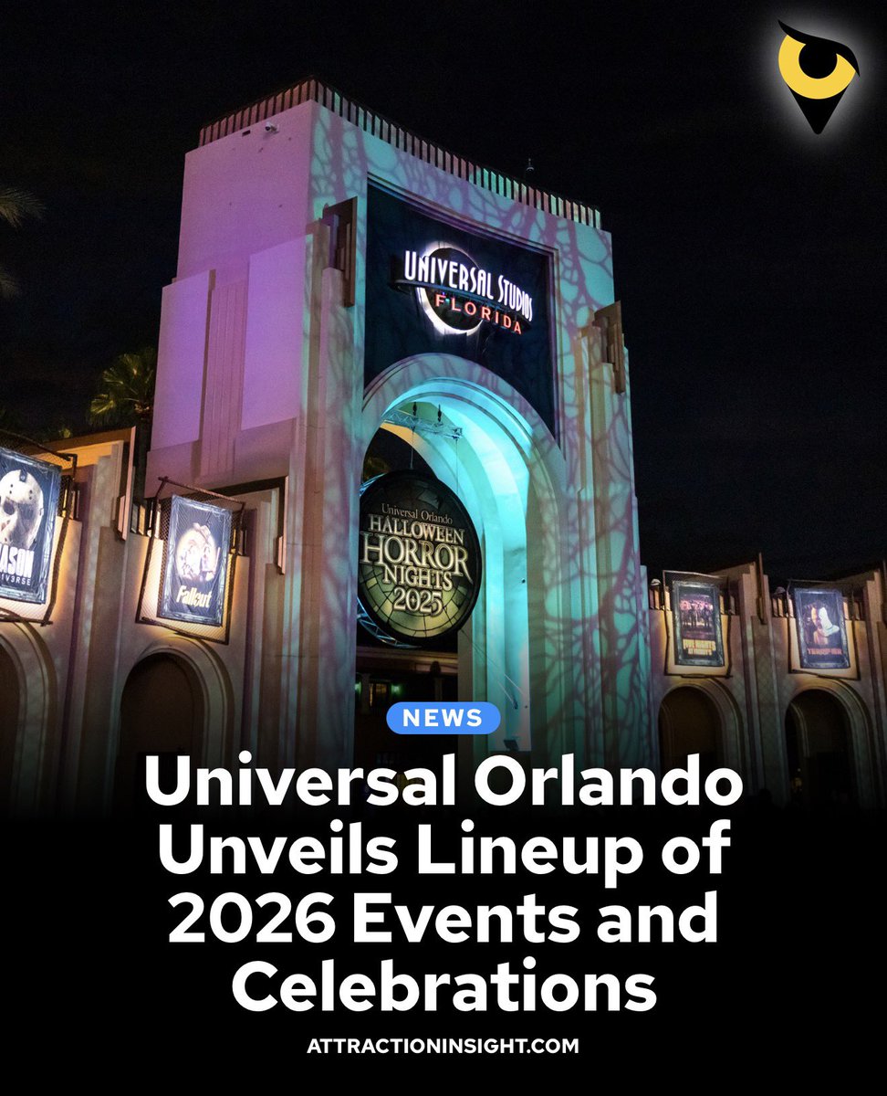 AttractInsight's tweet image. Universal Orlando has released its 2026 lineup of events and celebrations across its theme parks, on-site hotels, and Universal CityWalk, including the start date for Halloween Horror Nights.

FULL DETAILS: attractioninsight.com/news/universal…
