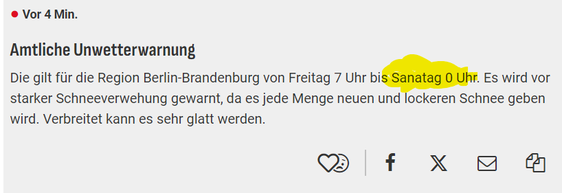 Amtliche Unwetterwarnung bz-berlin.de/ticker/amtlich… 

Jo, die 8-Tage Woche kommt. Bisher noch nicht bekannt, ob Sanatag vor oder nach Samstag eingefügt wird. 😋