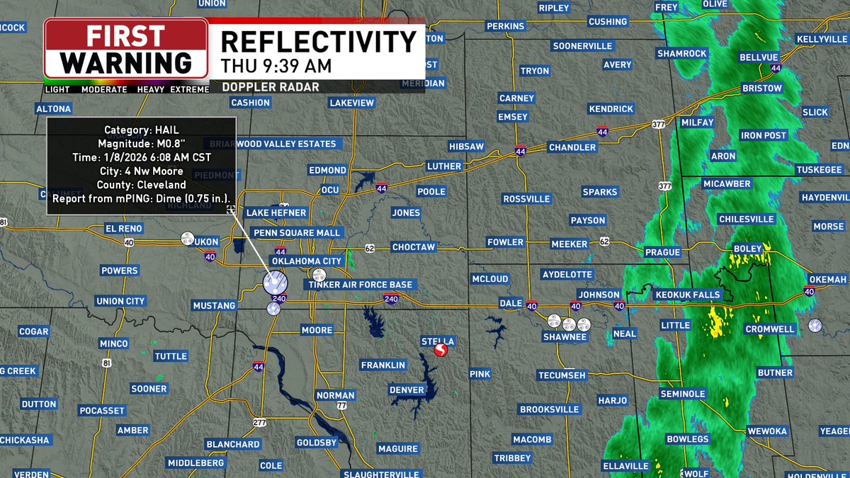 A very active morning with severe weather for the state. We saw 2 confirmed tornadoes with an additional 2 tornado warnings in the eastern parts of the state. There has also been many reports of hail and wind damage around the OKC metro.
WE SAW 2 CONFIRMED TORNADOES THIS MORNING!