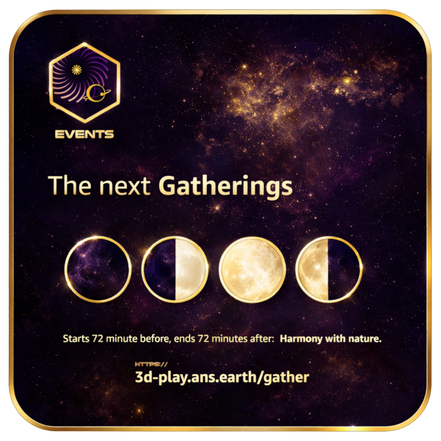 Moon Gatherings in XR 

@#OldBaobabTree • Real-time • Rooted in #LunarCycles 

gather.3d-play.ow3.io 

#XR Launch Event Sat 10 Jan 18:40 UTC  
Inaugural #MoonGathering in XR Align with the Earth, Sun and Moon; ground in your purpose by eXtending Reality. 

It's playtime 😎.