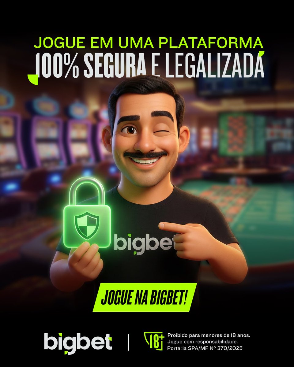 Na BigBet, você joga com segurança, confiança e tranquilidade. 🏆🤩

Uma plataforma legalizada, moderna e feita para quem busca diversão com responsabilidade e tecnologia de ponta. 

Acesse, explore e aproveite a experiência BigBet! 💚

🔗 big.bet.br