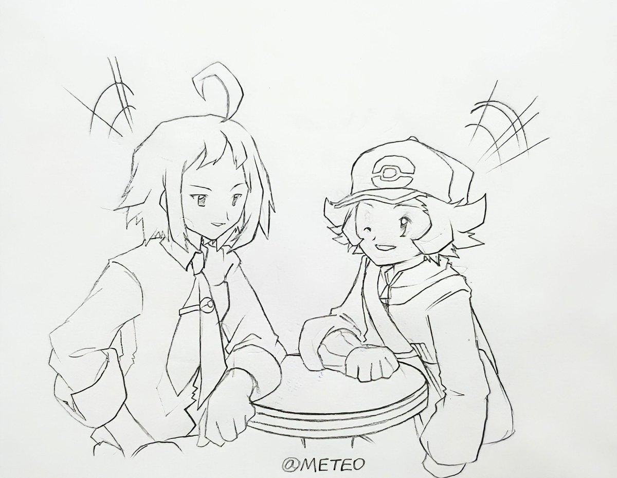落書き✍️
ポケモンBW　トウヤ
ポケモンBW2　チェレン
『再会　談笑』