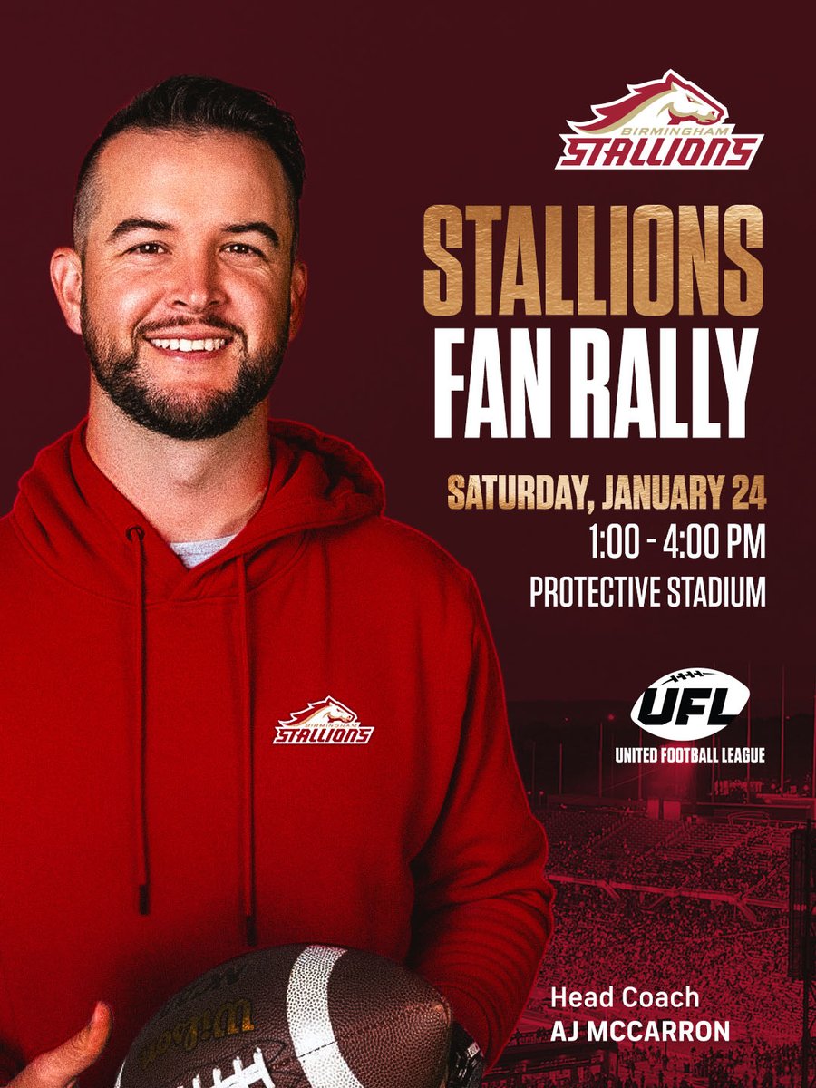 GIDDY UP for jan 24th 📆

don't miss this opportunity to meet new stallion's head coach AJ McCarron and celebrate the upcoming season!

RSVP: bit.ly/4qJEorv