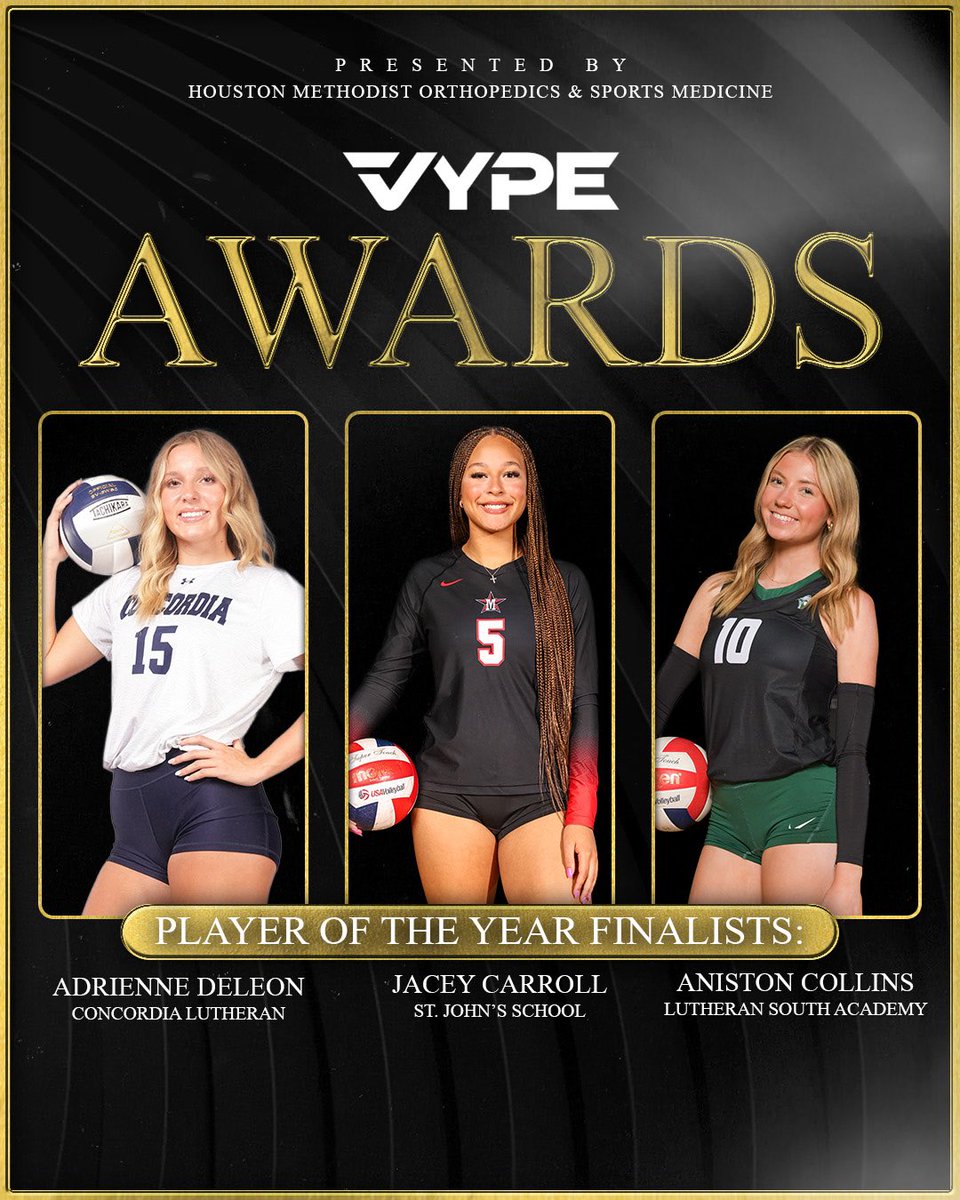 vypehouston's tweet image. It is awards season here at VYPE! Here are the finalists for Public and Private School Volleyball Player of the Year presented by @MethodistHosp! 

Tune in tomorrow to find out the Player and Team of the Year! #vypeawards