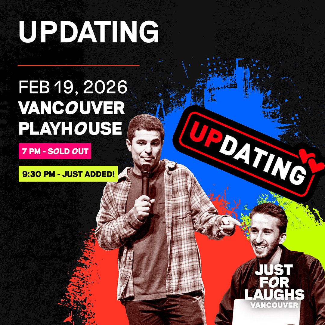 Vancivictheatre's tweet image. By popular demand @JFLVancouver has added a second show for Updating, the critically acclaimed live dating and comedy show! 
🎭Vancouver Playhouse 🗓️Feb 19, 9:30pm.

Get ticket links here: 🎟️ bit.ly/3N9t0qq
🤣🤣🤣

#JustForLaughs #JFLVAN #vancouvercomedy