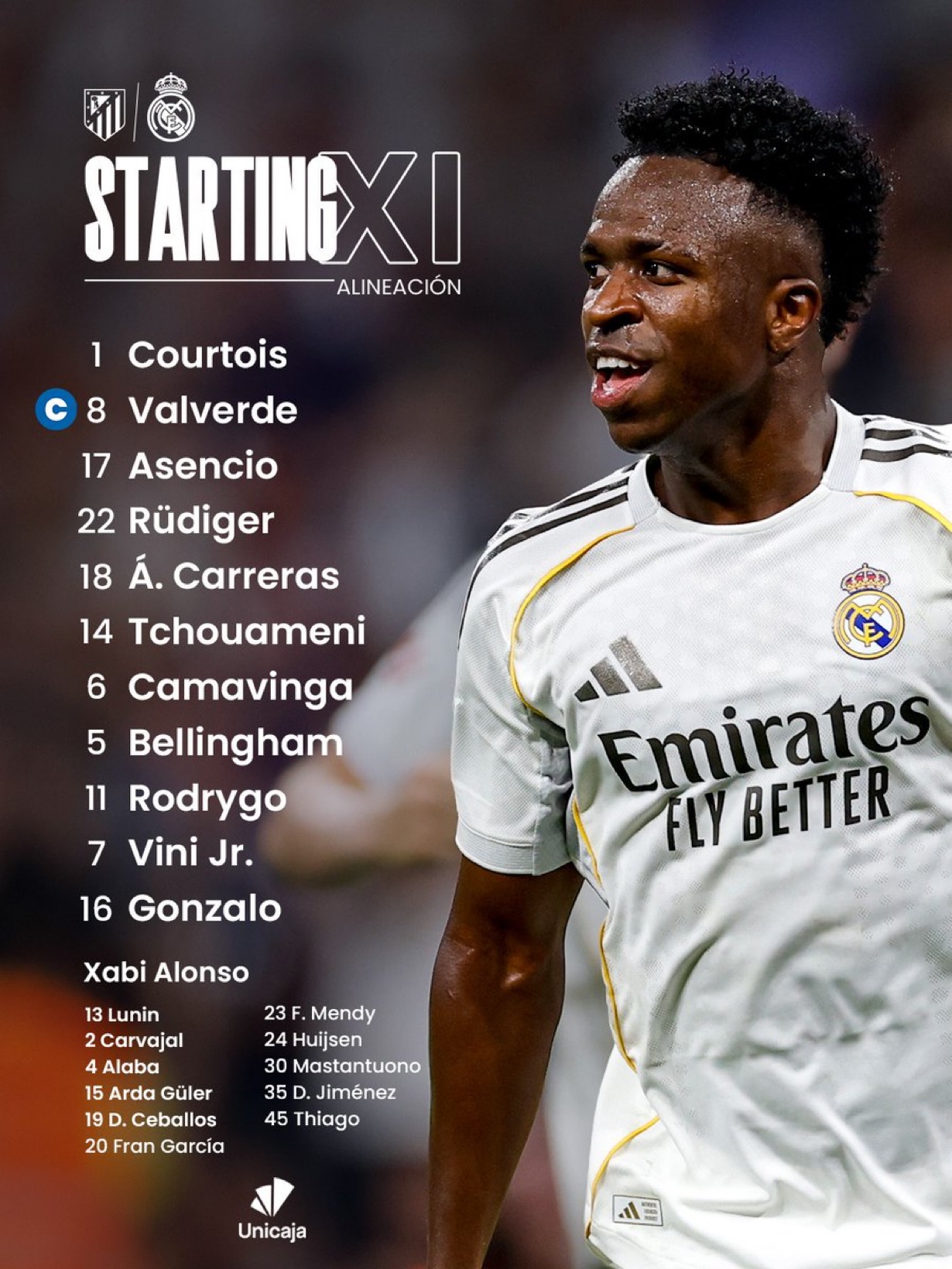 تشكيلة ريال مدريد الرسمية لمواجهة أتلتيكو مدريد في #كأس_السوبر_الأسباني 