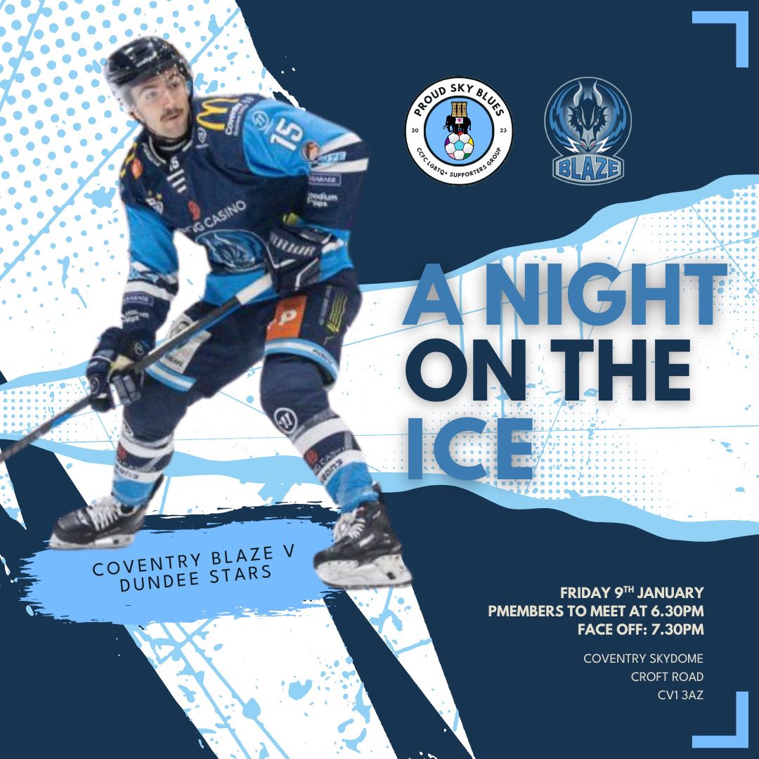 proudskyblues's tweet image. 🏒 // A NIGHT ON THE ICE!

Proud Sky Blues will be showing support for one of our city’s other great sports teams!

Tomorrow night, we’ll swap grass for ice and a ball for a puck, as we watch @covblazehockey face Dundee Stars.

Anything we ought to know ahead of face off?

#eihl