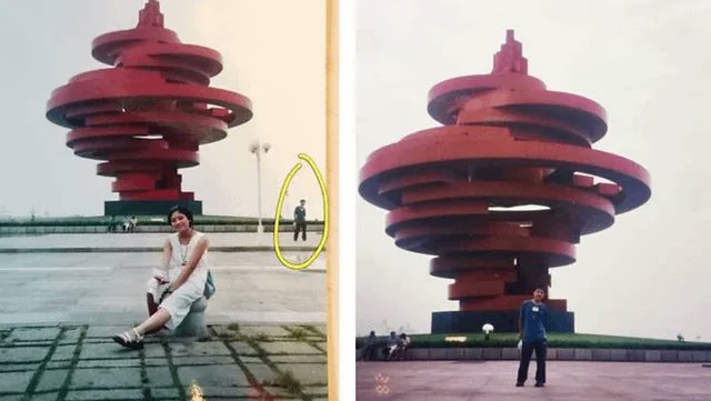 Rainmaker1973's tweet image. This married couple discover they appeared in same photograph as teenagers.