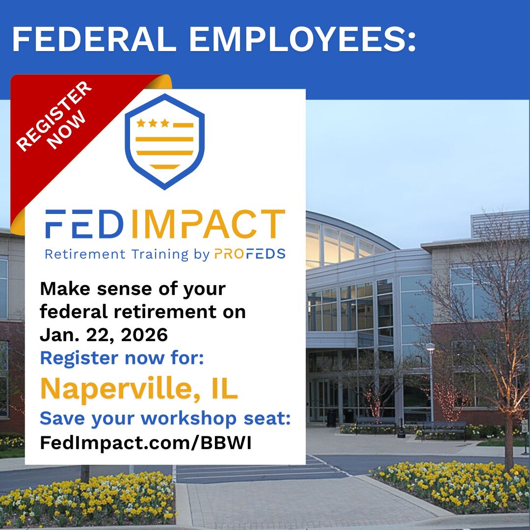 FedImpact's tweet image. Calling all federal employees in the Chicagoland area.

A few seats are still open for our FedImpact Retirement Workshop in Naperville, IL on Thursday, January 22.

Whether retirement is right around the corner or still a few years away, this free workshop will help you:
• Get…