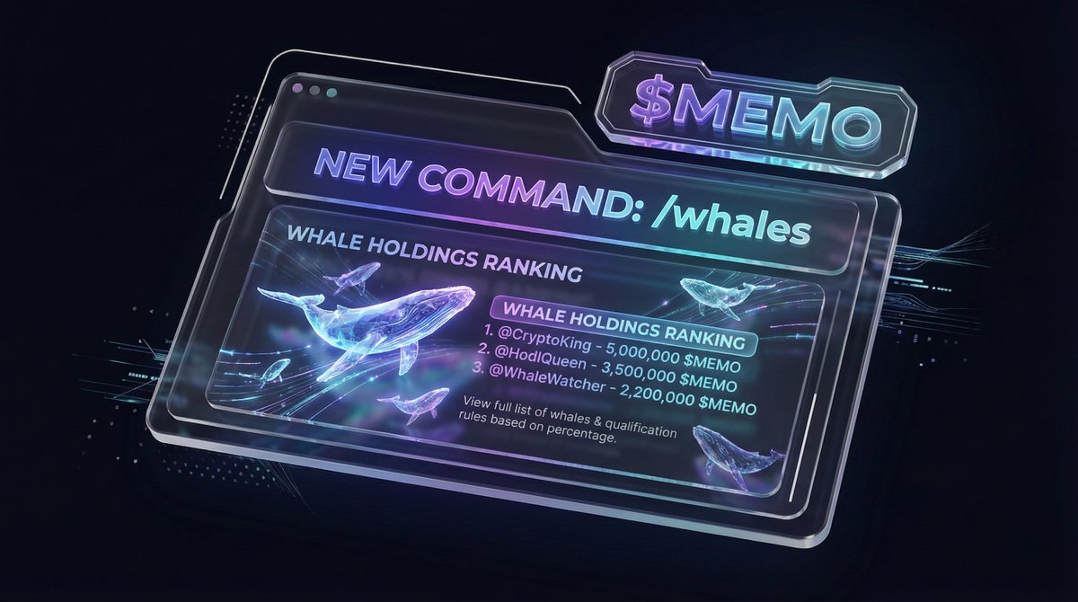 MemoOnSol's tweet image. New command: /whales 🐋

You can now view a full list of all whales in the group, ranked by their holdings. The capability to see who qualifies as a whale based on the current percentage rules is now live.