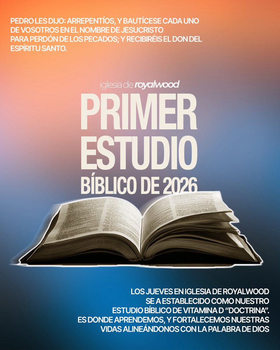 Hoy es el primer servicio de nuestro estudio bíblico “Jueves de Vitamina D” (Doctrina).

Estaremos compartiendo las notas del estudio, así que trae tu Biblia y un lapicero. 

Será un tiempo especial donde juntos aprenderemos y profundizaremos en la Palabra de Dios.