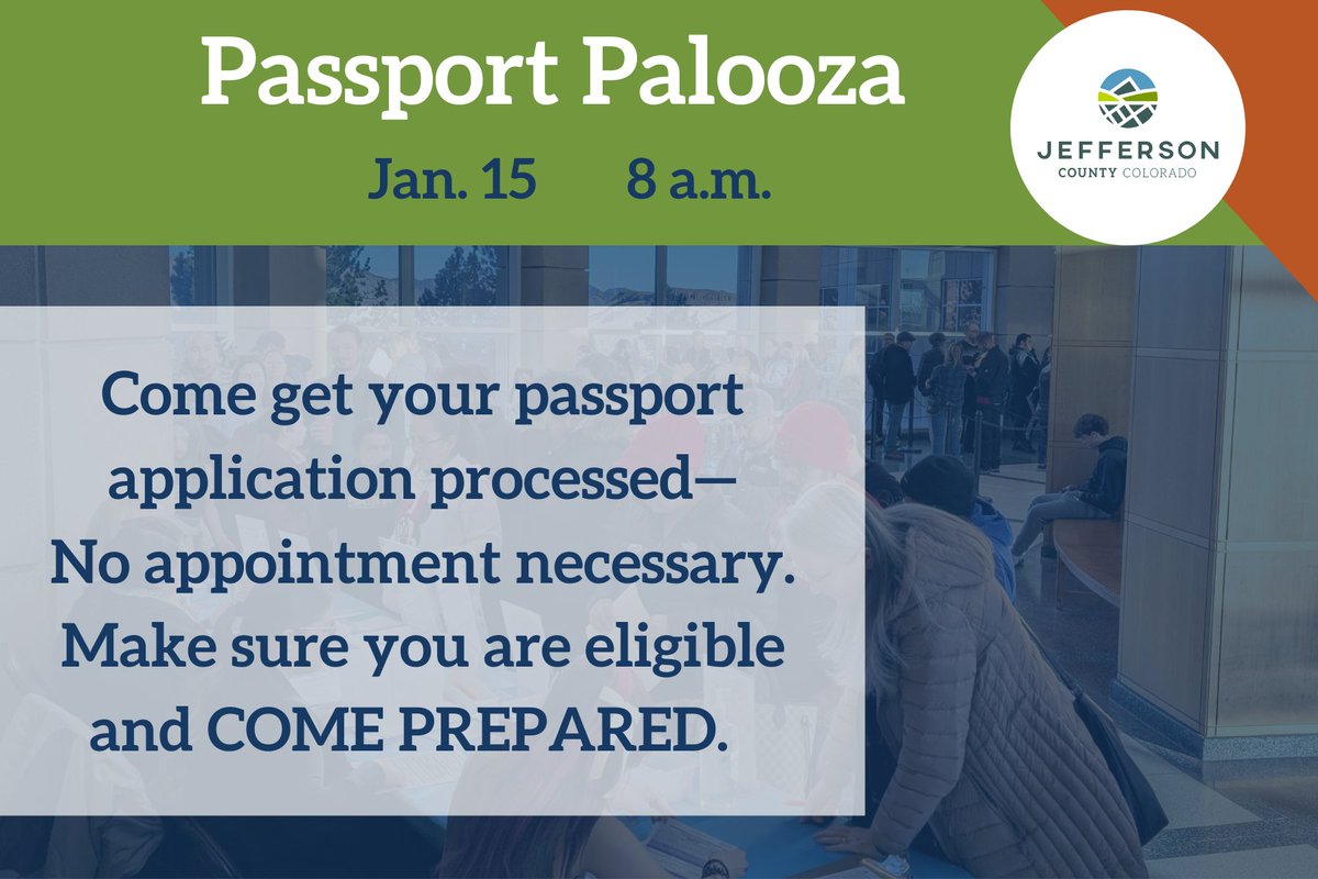 🌎Do you have travel plans for 2026? Mark your Calendars for Jan 15:

Passport-palooza is a ONE DAY, no appointment necessary, passport processing event open to people who fall into one of the categories below:

• First-time adult passports
• Expired passports that expired more