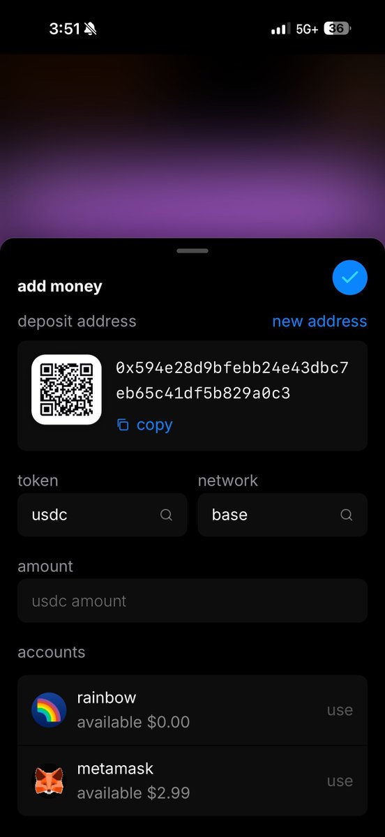 choose a coin. hit the blue checkmark. use any connected accounts with available balances and sign with your wallet. app.machines.cash

*for some tokens you may have to manually copy paste an address into your wallet.