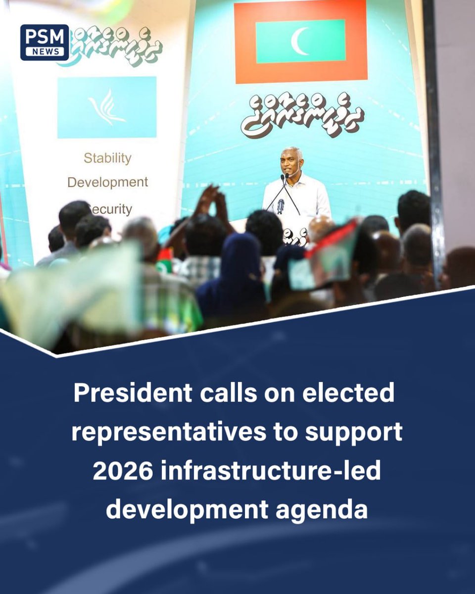 The President noted that the key focus area for 2026 is infrastructure, and that important work will be undertaken in housing, health, education and economic sector. 

psmnews.mv/en/172193