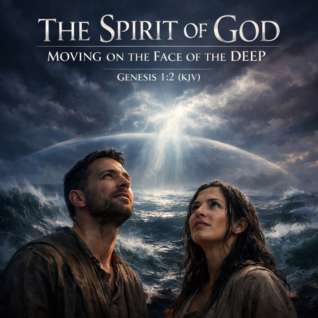 TNTJohn1717's tweet image. The Spirit of God Moving on the Face of the Deep

Genesis 1:2 (KJV)

Introduction

The opening scene of the Bible is not a candlelit chapel, a philosophical symposium, or a sterile white laboratory. It is a world drowned in darkness, wrapped in water, and suspended in silence.…