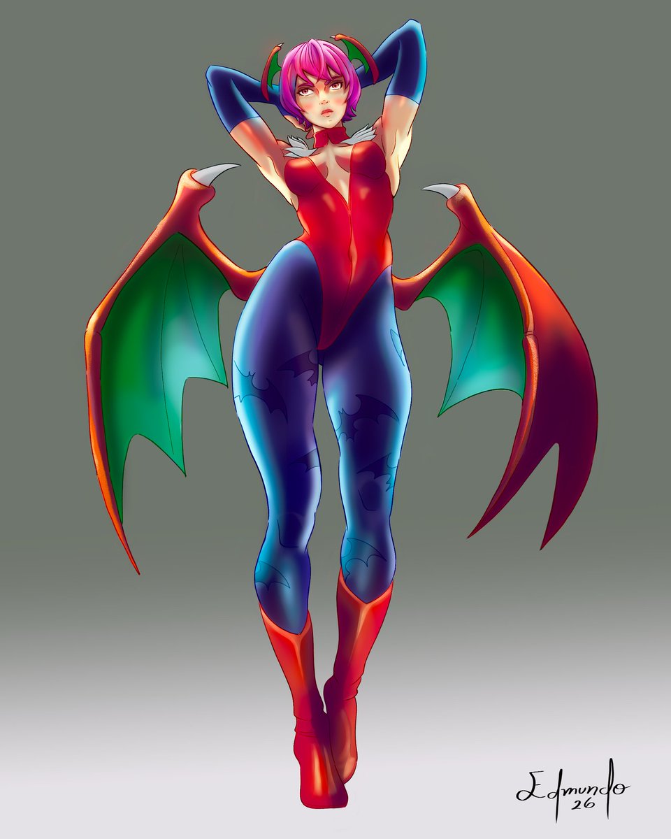 Feliz año 2026, les comparto mi ilustracion de Lilith Aensland, mas bien pintado he estado practicando con una nueva paleta de colores a ver que tal queda en mis fan art de digimon. XD