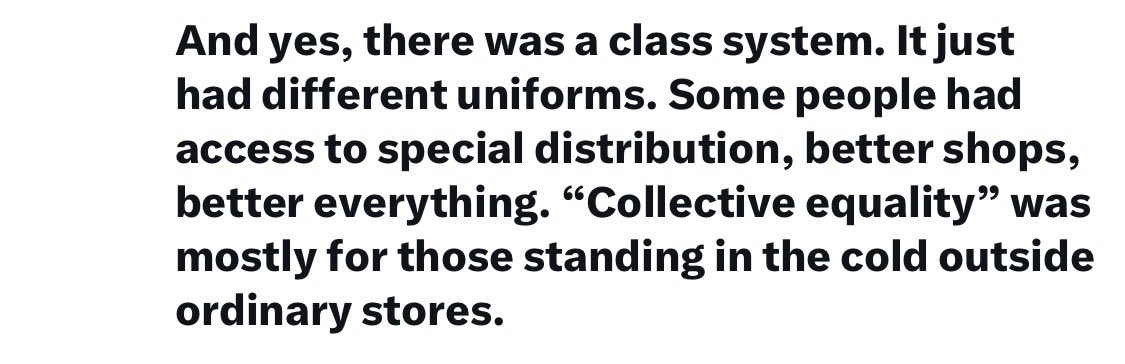 Highly recommend this well written series of memories of growing up under collectivism. While reading, don’t forget that any complaints or protests meant arrest, beatings, being disappeared and/or black marks against your whole family.