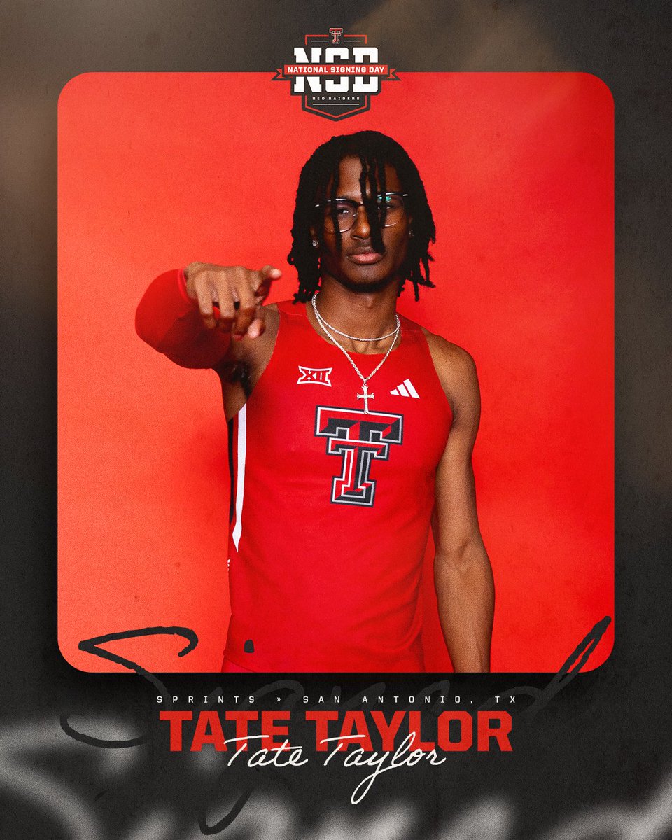 TexasTechTF's tweet photo. It's official π€
The USA high school record holder in the 100m and 200m indoor is a Red Raider π€
Welcome to the family, @Tate_KTaylor! https://t.co/t8uu1CXJJV