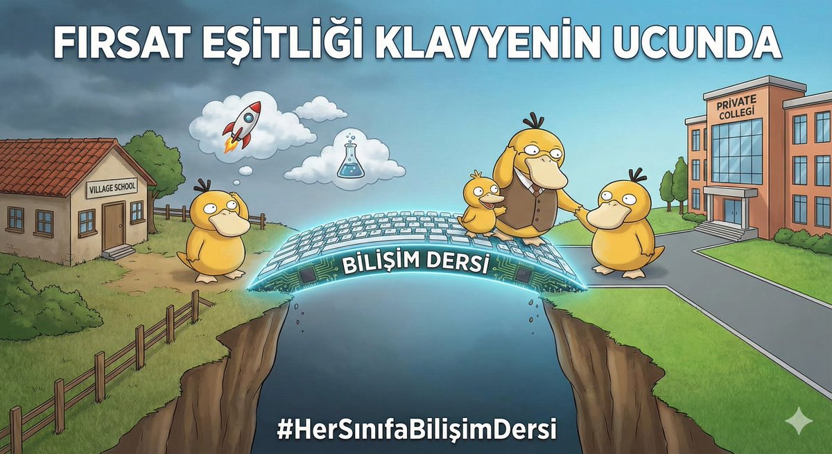 💻 Teknoloji eğitimi zümre ayrıcalığı olamaz.

Kolej ve köy okulu öğrencisinin hayalleri arasındaki uçurumu kapatacak tek köprü BİLİŞİM'dir.
Donanım, altyapı ve en önemlisi Bilişim Öğretmeni her sınıfta olmak zorundadır.
Fırsat eşitliği klavyenin ucundadır.
#HerSınıfaBilişimDersi