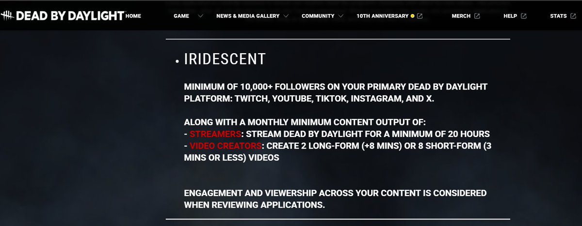 I wanted to start "Creator Program Pushing" for DBD. Yes I didnt get it, shocking. Than I realized I've met 50/100 of the month of January for the Partner Plus Program requirement which pushes me to want to possibly consider pushing for the partner plus program. 
Decisions