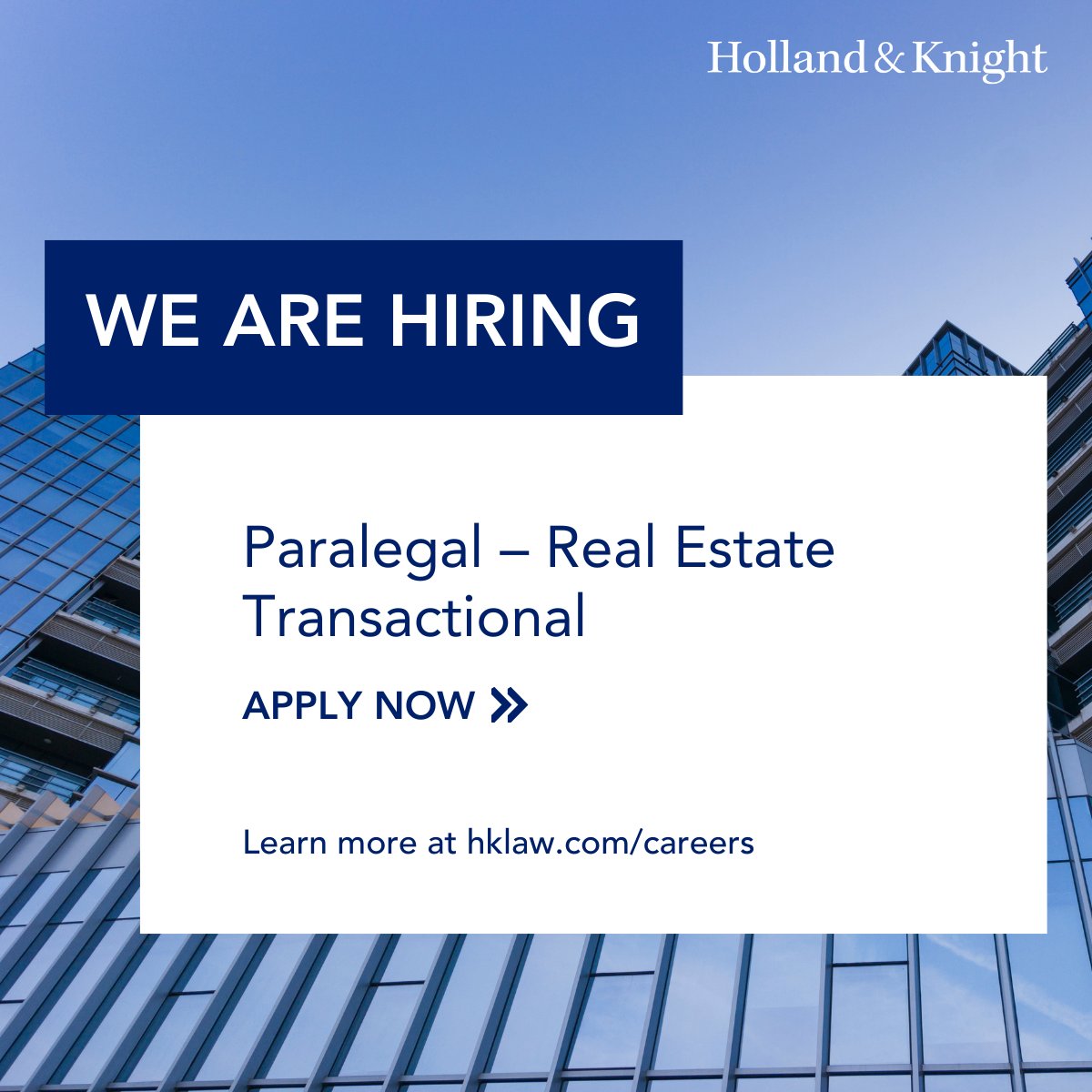 Holland_Knight's tweet image. We are #hiring a #Paralegal to join our #WashingtonDC #realestate transactional team in a #hybrid role supporting #commercialrealestate matters. You will coordinate title and survey diligence, manage document execution and closing logistics, prepare closing and ancillary
