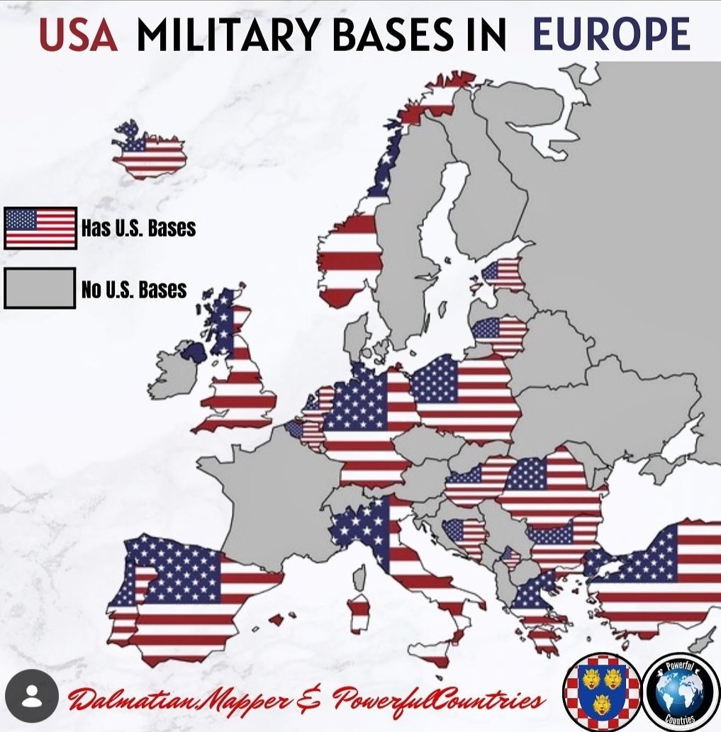 BowesChay's tweet image. 76,000 US troops are based in 20 European countries tonight. 

At least 600-750 aircraft (F-35s/F-16s), Hundreds of helicopters, Black Hawks/Apaches, 100 B61-12 nuclear gravity bombs stored in Germany, Italy, Belgium, Netherlands 

They don't need to invade, you invited them.