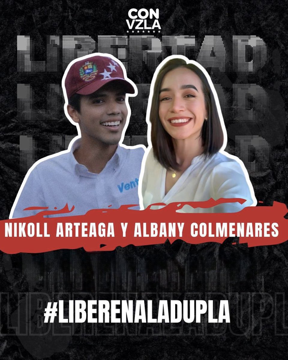 Danielalfnzo's tweet photo. ¡Libertad para @Alby_Colmenares y @nikollarteagah!

#QueSeanTodos https://t.co/Hf9rPJ5Dur