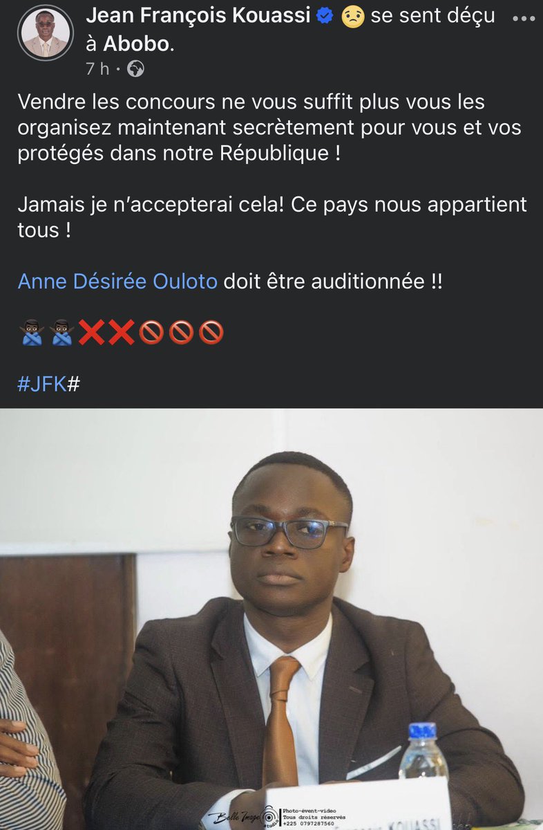 Jean-François Kouassi aurait été mis aux arrêts au 1er arrondissement du Plateau. 
Le motif de son arrestation n'est pas encore connu (Proches) .

Affaire à suivre