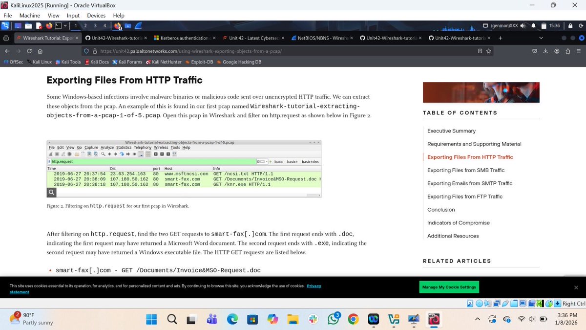 #BlueTeamer #100DaysOfCybersecurity Day 4

Today I practiced extracting objects from HTTP traffic using Wireshark.

I opened a PCAP file, filtered for HTTP traffic, and used File → Export Objects → HTTP to extract files transferred during the session.

After saving the