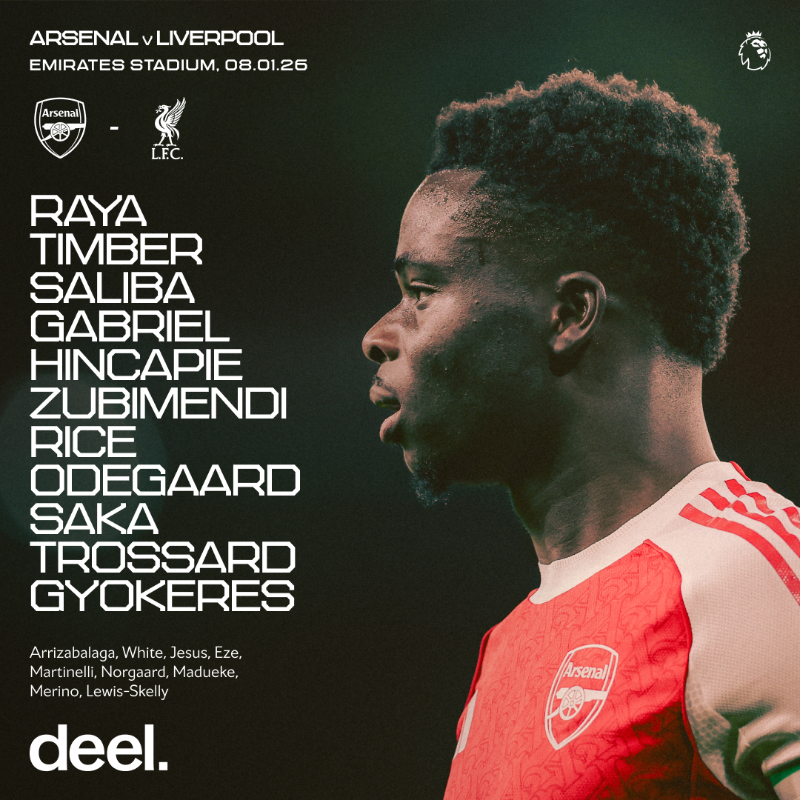Arsenal's tweet photo. 🔴 𝗧𝗘𝗔𝗠𝙉𝙀𝙒𝙎 ⚪️

⚡ Saka on the wing
🪄 Trossard on the opposite flank
😤 Gyokeres leads the charge

Let's do this, Gunners ✊

Presented by @deel 🤝