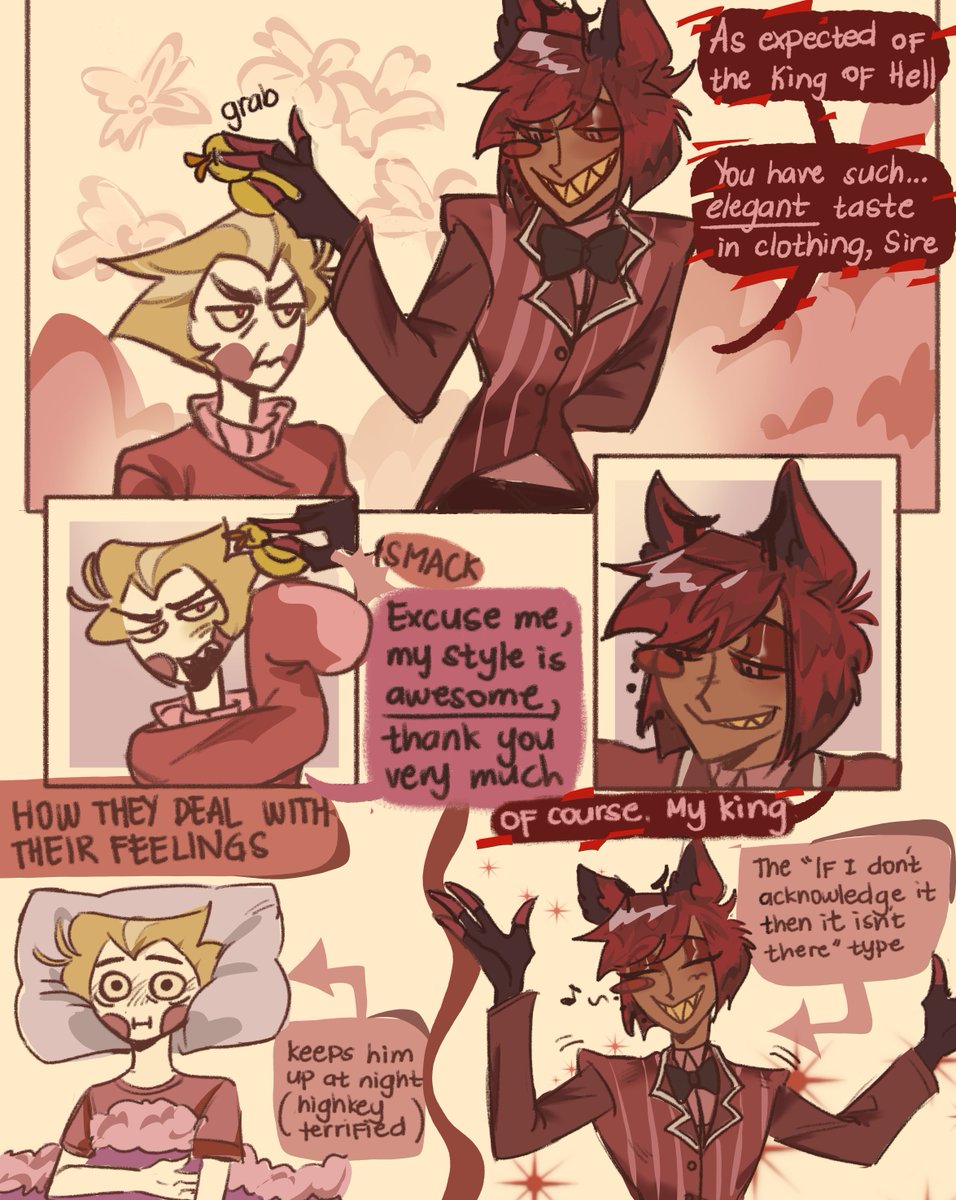 chyseceikk's tweet image. The Alastor version. Him having to snap himself out because little by little he's starting to see Lucifer's silliness as endearing rather than stupid or foolish 

#HazbinHotel #Alastor #LuciferMorningstar #radioapple #art